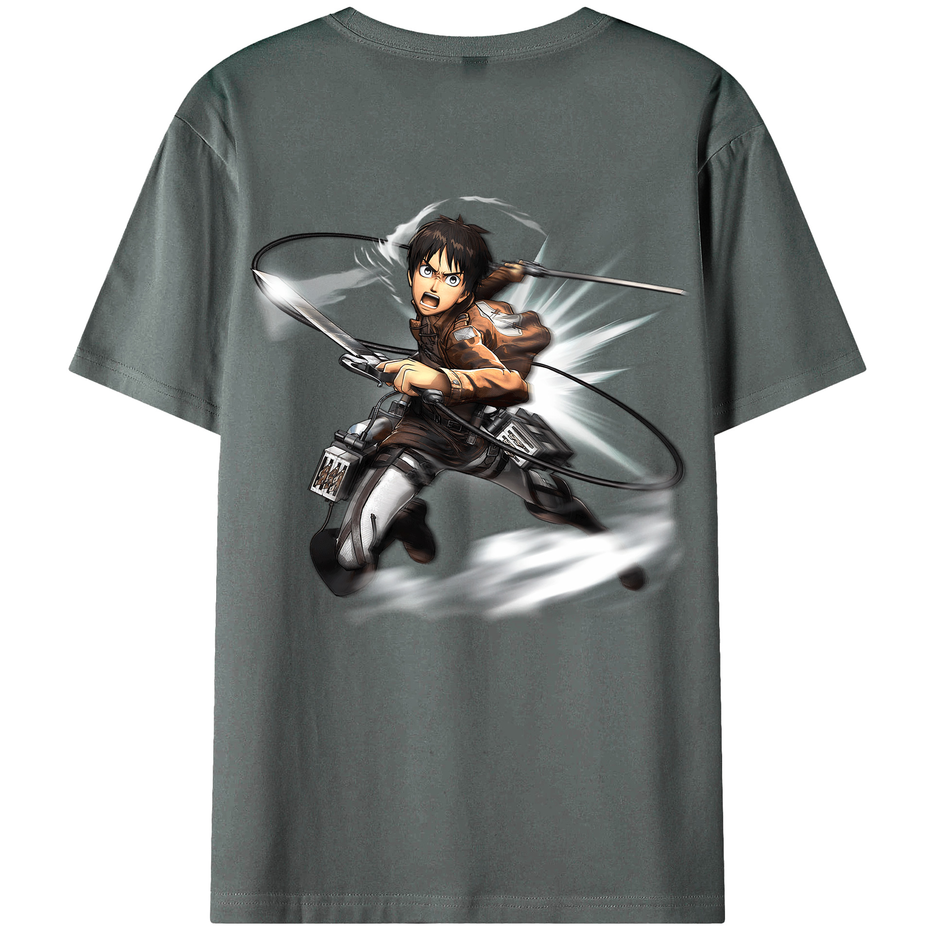 （画像用） 進撃の巨人 エレン･イェーガー Attack on Titan Eren Jäger 綿100％ メンズ半袖Tシャツ（バックプリント） 通気性
